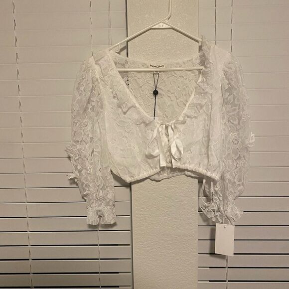 NWT For Love and Lemons Loretta Cropped Blouse - Picture 6 of 8